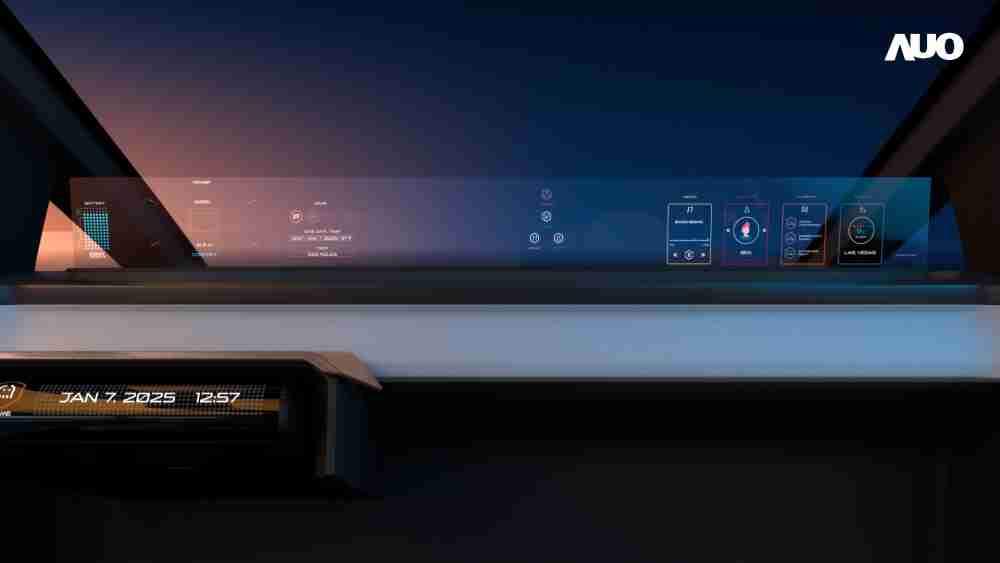 口袋牛店无界透明显示接口(Horizon Image Glass)透过车运算方案整合仪表板、、、中控台及副驾显示器，，一体式全景呈现，，提供乘用者清晰的前方视野、、、行车必要信息与娱乐功能